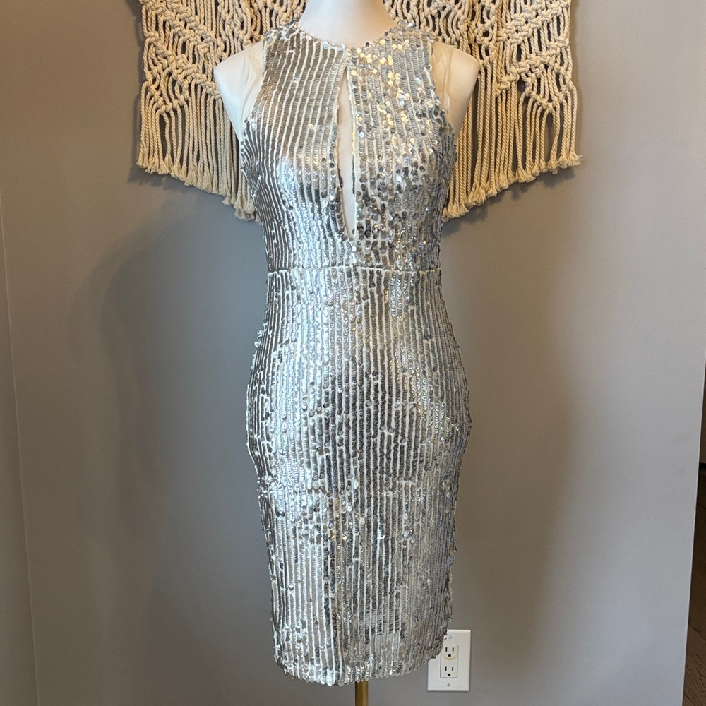 Gianni Bini Silver Sequin Mini Dress
